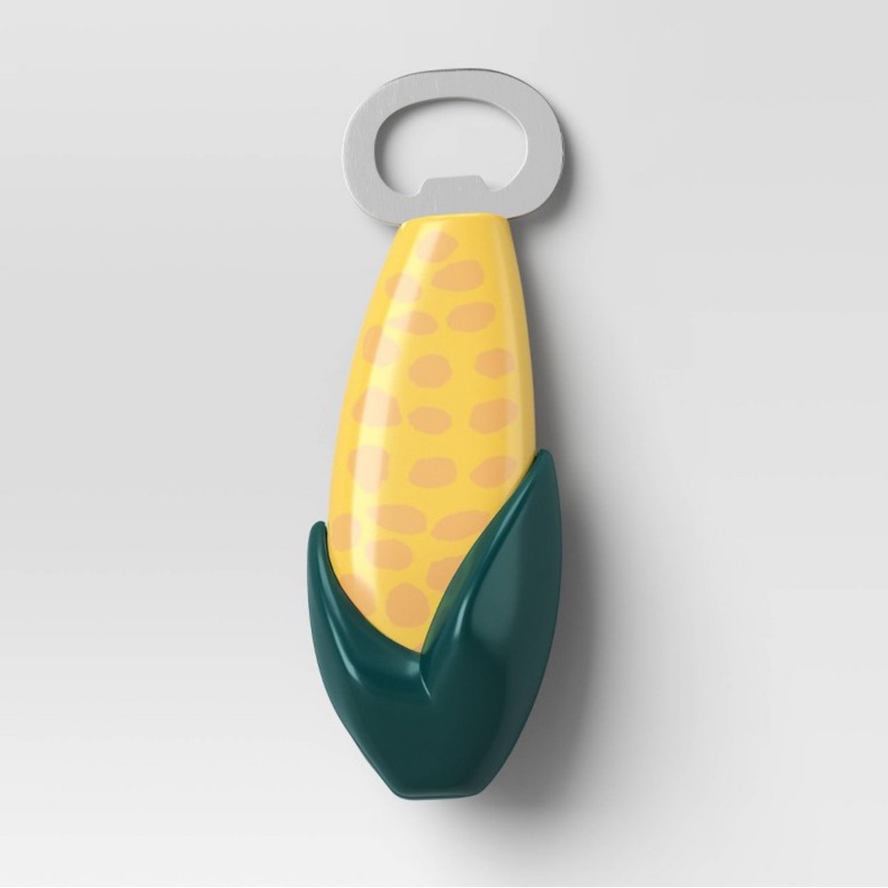 NWT - Corn Figural Metal Bottle Opener Yellow & Green Room Essentials 5” x 1.98”